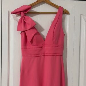 Mac Duggal One Shoulder Dress in Vibrant Pink